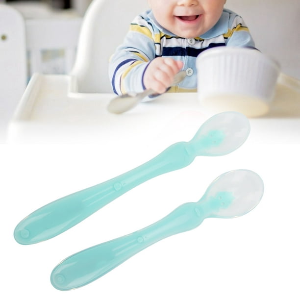 SF] Cuchara De Silicona Para Detección De Temperatura De Alimentación Para  Bebés Cucharas De Seguridad Y Tenedor