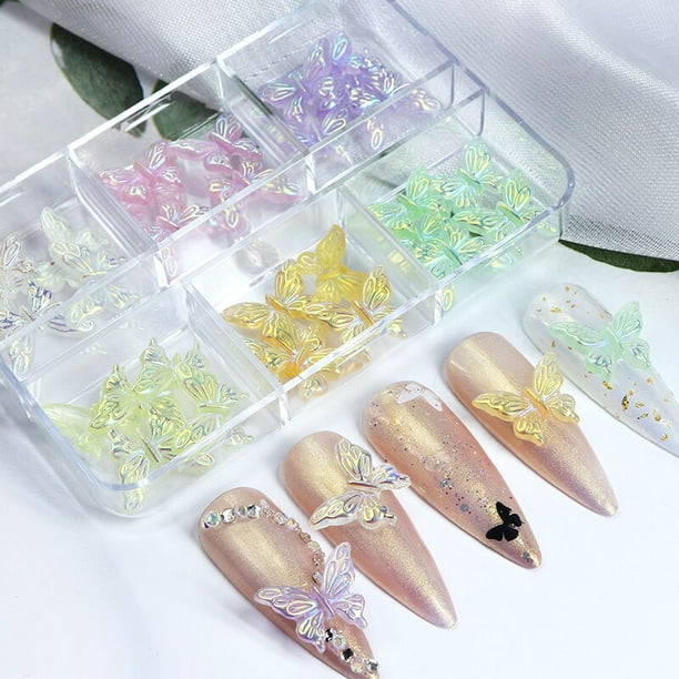 Makartt - Kit de decoraciones para uña, brillantina para uñas Ocean  Couture, diamantes de imitación 3D para uñas, con mariposa, flores secas y  con