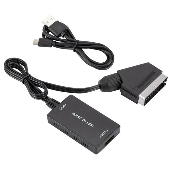 1 paquete de convertidor de euroconector a HDMI compatible con conector HDMI  de salida de metal negro Sunnimix Convertidor SCART HDMI a HDMI