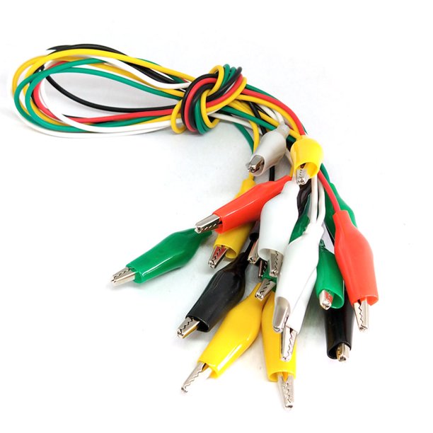 PACK 10 CABLES CON PINZAS COCODRILO 50CM