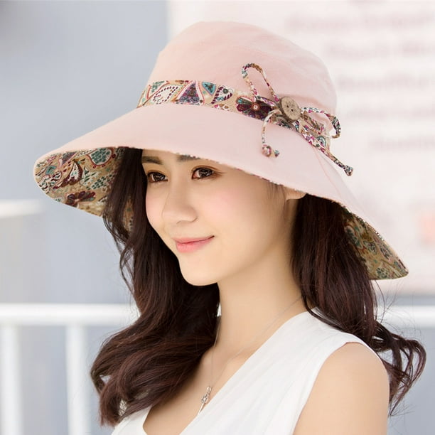 ZHEYU Sombrero de Visera para Mujer, UPF 50+, Protección UV Sombrero de Sol  de ala Ancha Sombrero de Playa de Verano Plegable para Mujer.