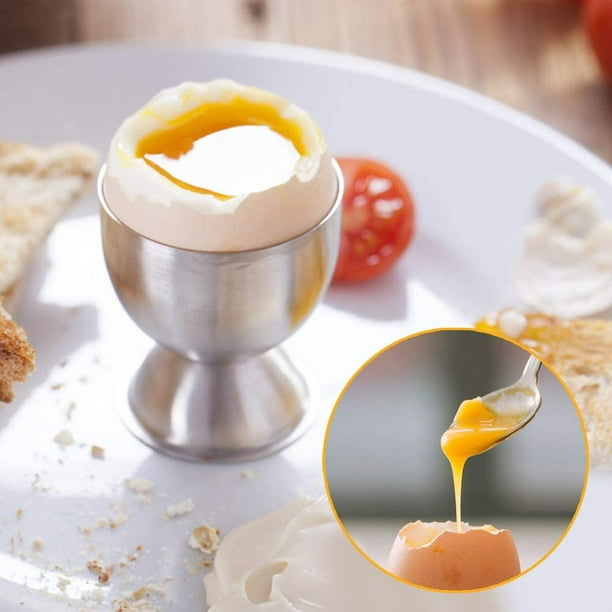 Huevera original, soporte para huevera de acero inoxidable y abridor de  huevos de doble cara, galleta de huevo de Pascua de gran tamaño para huevo