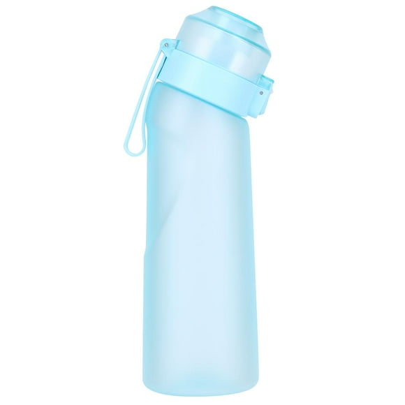 botella de agua con sabor de 650 ml con pajita para beber más taza reutilizable de agua azul cielo