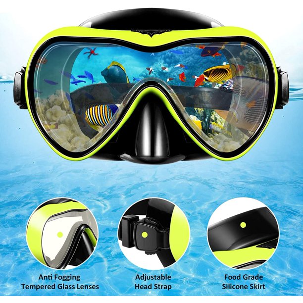 Gafas de natación, máscara de buceo para adultos, hombres, mujeres y  jóvenes, sin fugas, boquilla cómoda, antivaho, vista panorámica de 180°,  equipo