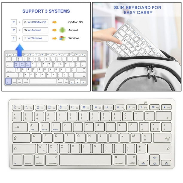 Teclado inalámbrico español de 78 teclas, multifuncional ultra delgado  teclado inalámbrico Bluetooth español, mini teclado inalámbrico portátil
