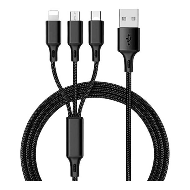 Cable de Carga Rápida USB 3 en 1 Micro USB Lightning Type-C Genérico 3 en 1