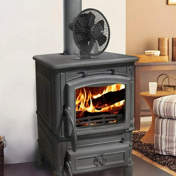 Ventilador de estufa alimentado por calor de 5 aspas, quemador de leña para  chimenea, ventilador ecológico para barbacoa, distribución eficiente del  calor en el hogar