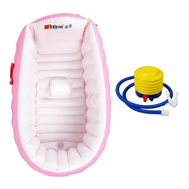  Mink Bañera inflable para bebé con bomba de aire incorporada,  bañera de recién nacido a niño, lavabo de ducha portátil de viaje con  soporte para la espalda, se desinfla y se