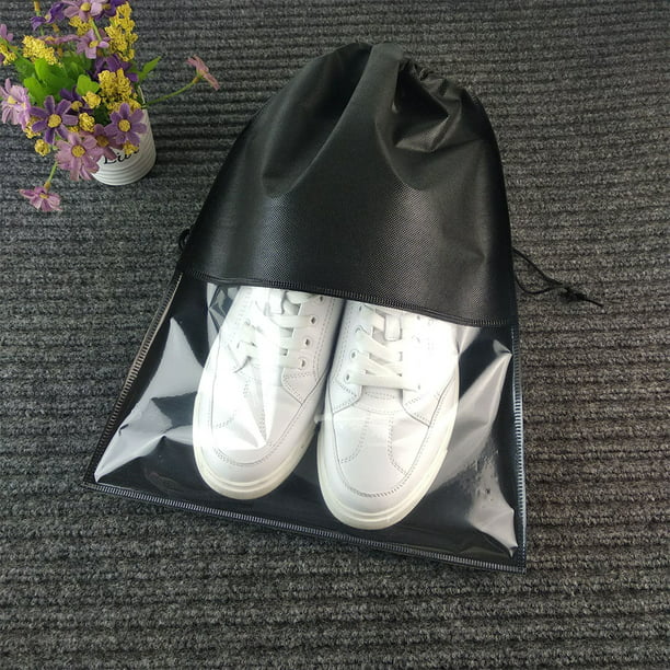 Bolsas de zapatos de viaje, bolsa de almacenamiento de zapatos portátil  impermeable con asa para hombres y mujeres, Negro 