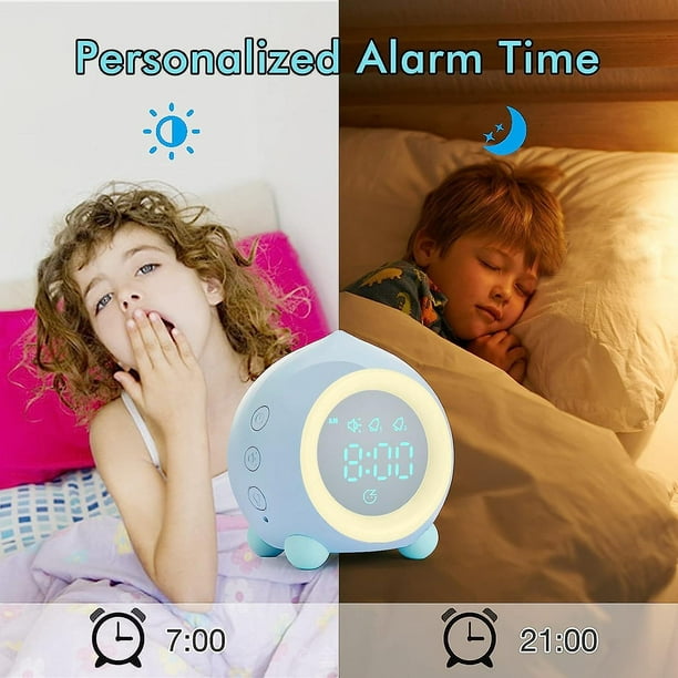 Reloj despertador para niños Encender digital Lámpara led Reloj despertador  Luz nocturna Niña Niños Día Noche Niño
