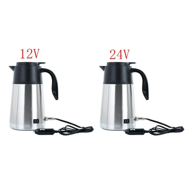 Calentador de agua para automóvil, 12 V, 25.4 fl oz, acero inoxidable,  hervidor eléctrico, taza de café, botella de agua de viaje con cargador de  CC