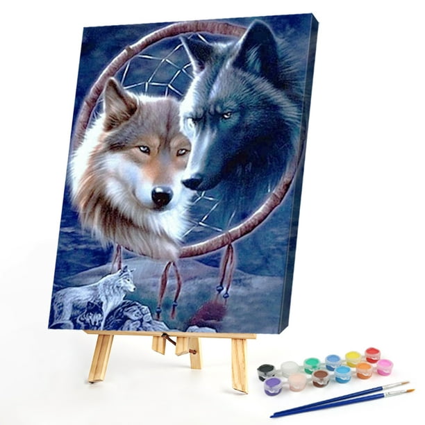 Cuadros Decorativos Pintura al óleo por números Acrílico Hecho a mano  Cuatro lobos Imagen digital Decoración para el hogar Tmvgtek embutido en  tela | Walmart en línea