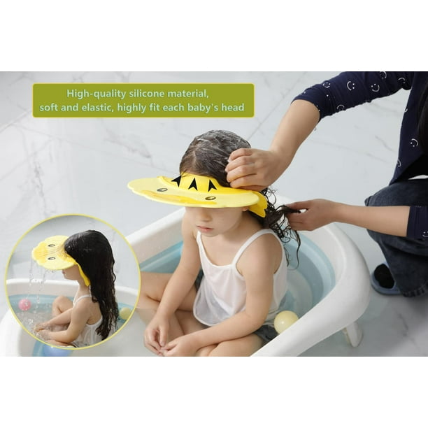 Gorra de ducha para bebés Sombrero de baño de silicona, Gorro de ducha  ajustable para niños, Sombrero de protección suave para bebés