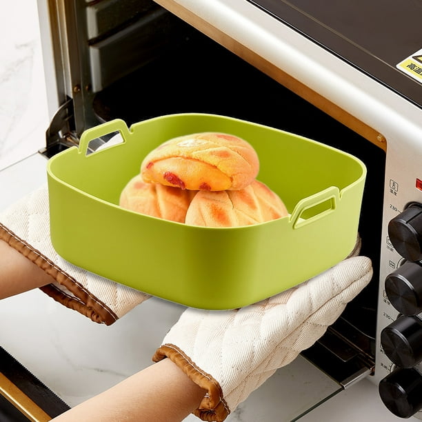 Recipiente de silicona para freidora de aire, recipiente para hornear en  microondas, cuencos para ensalada de frutas (redondo verde)