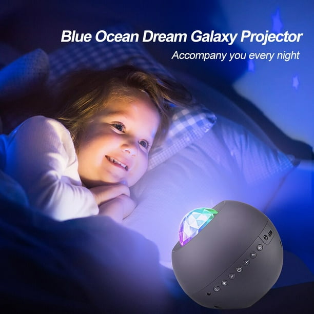 Proyector de cielo estrellado con Bluetooth, luz nocturna, caja de música,  lámpara LED recargable, Estrella parpadeante colorida del océano, regalo  para niños y bebés