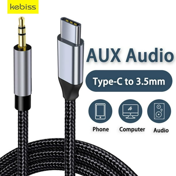Cable adaptador USB C a audio Auxiliar jack macho 3,5mm para
