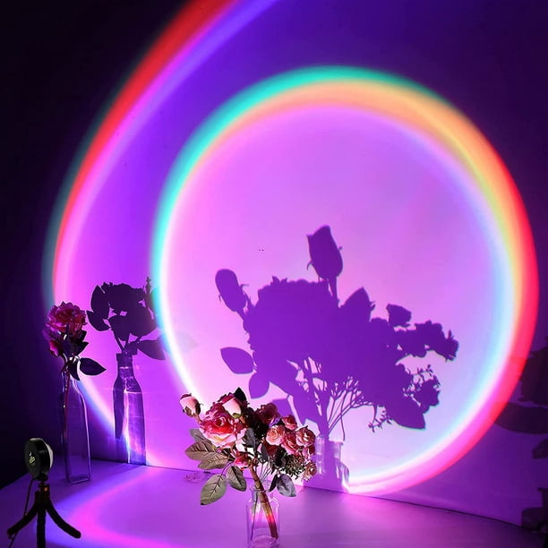 Lámpara de proyector Sunset Rotación de 360 grados Cambio de color Luz de  proyección de arco iris Luz LED visual romántica, 16 colores Namotu XMWJ181
