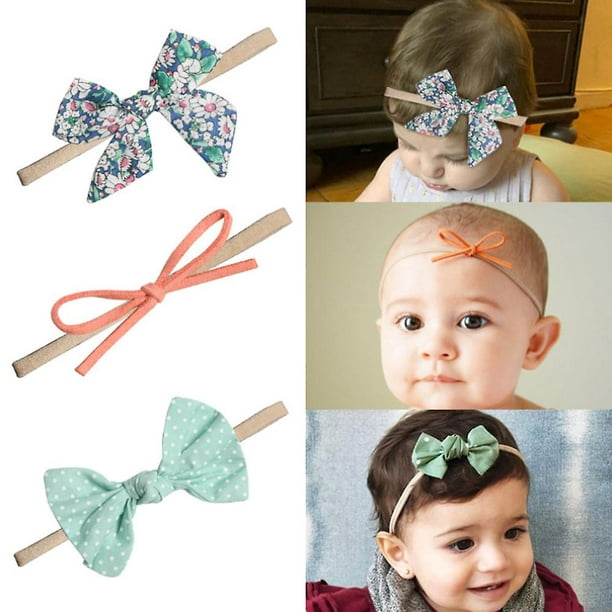 Diademas y lazos para bebé niña, accesorios para el cabello de nailon para  recién nacidos y niños pequeños (10 unidades)