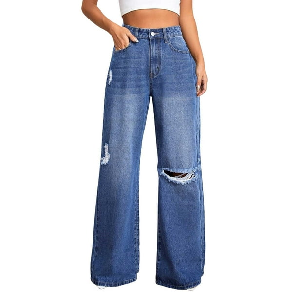 Gibobby pantalones de vestir Pantalones cortos elásticos de talle para mujer,  pantalones sueltos con botones de pierna ancha y bolsillo con estampado de  margaritas a la moda (Azul, XL)