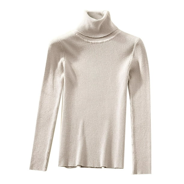 Camiseta elástica de manga larga con cuello alto para mujer, para otoño e  invierno, cálida, básica, sin botones