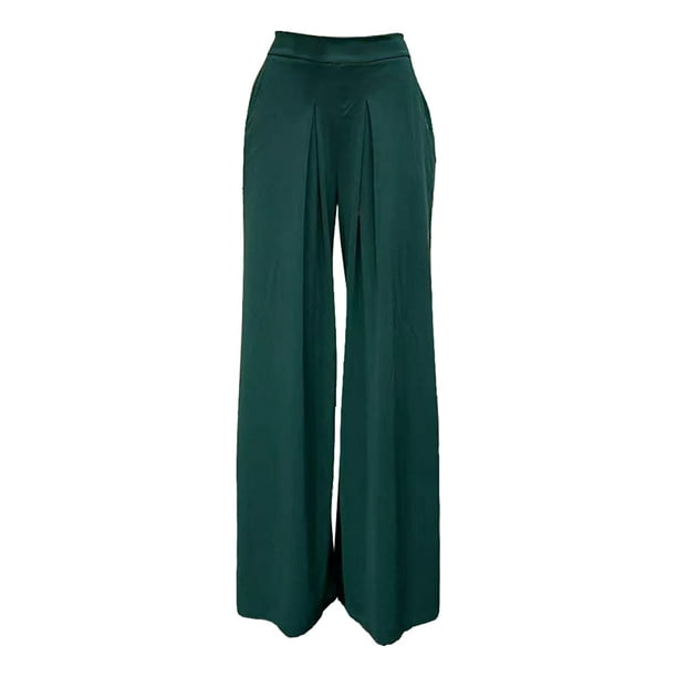 Pantalones sueltos de cintura alta para mujer pantalones informales con  bolsillos pantalones femeninos elegantes plisados FLhrweasw Nuevo