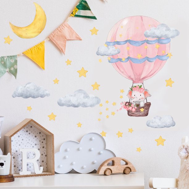 Comprar Pegatinas de pared con globos para pared de habitación de niños, adhesivos  decorativos de fondo de pared, nubes, elefante, avión