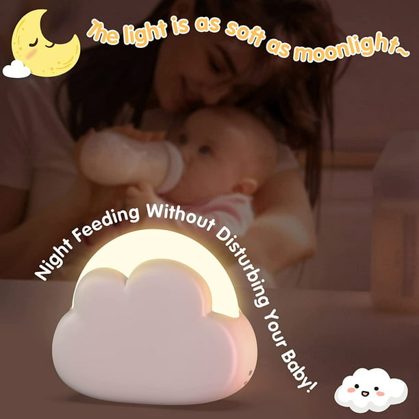 Luz nocturna infantil de silicona recargable en la nube, luz