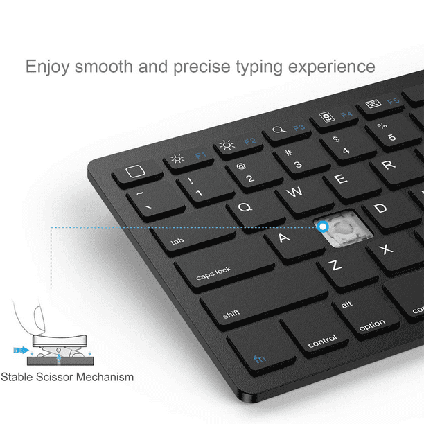 Pequeño teclado inalámbrico y mouse combinados – Teclado silencioso  estético de 2.4 GHz y mouse inalámbrico – 78 teclas portátil mini teclado