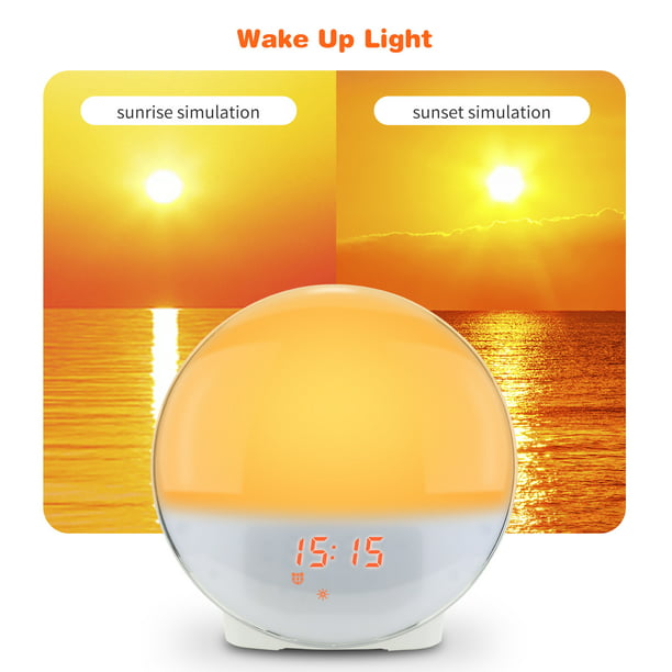 Reloj despertador al amanecer, smart wake up light funciona con