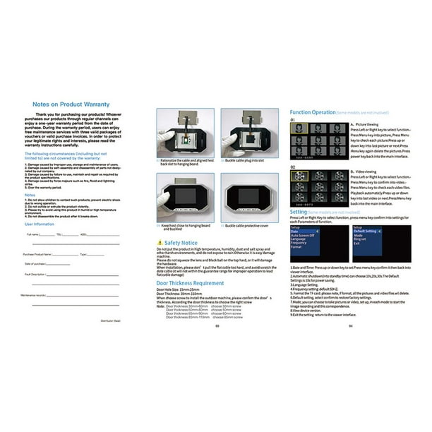 Visor de mirilla Cámara de mirilla de puerta de 2,4 pulgadas Visión  nocturna infrarroja Smart Home Hugtrwg Para estrenar