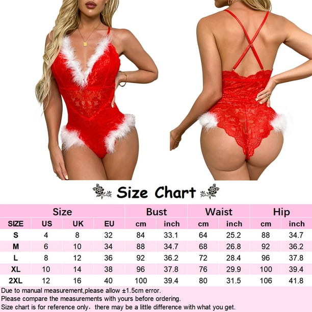 Conjunto de lencería Babydoll Sling Body de de encaje navideño de una pieza  Hugtrwg para mujer Rojo T XXL