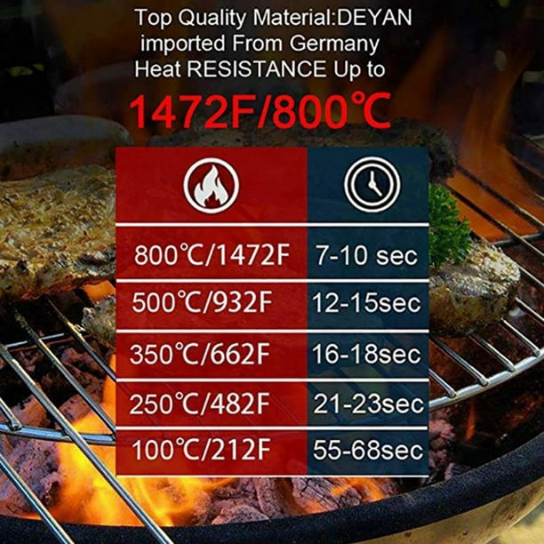Guantes de horno resistentes al calor extremo de 1472 °F para horno,  ahumador, cocinar, hornear (naranja)
