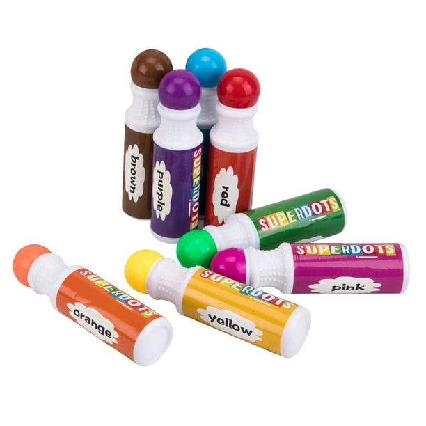US Art Supply - Marcadores de 8 colores de puntos locos, lavables para  niños, fáciles de agarrar, no tóxicos, con rotuladores grandes (paquete de  2