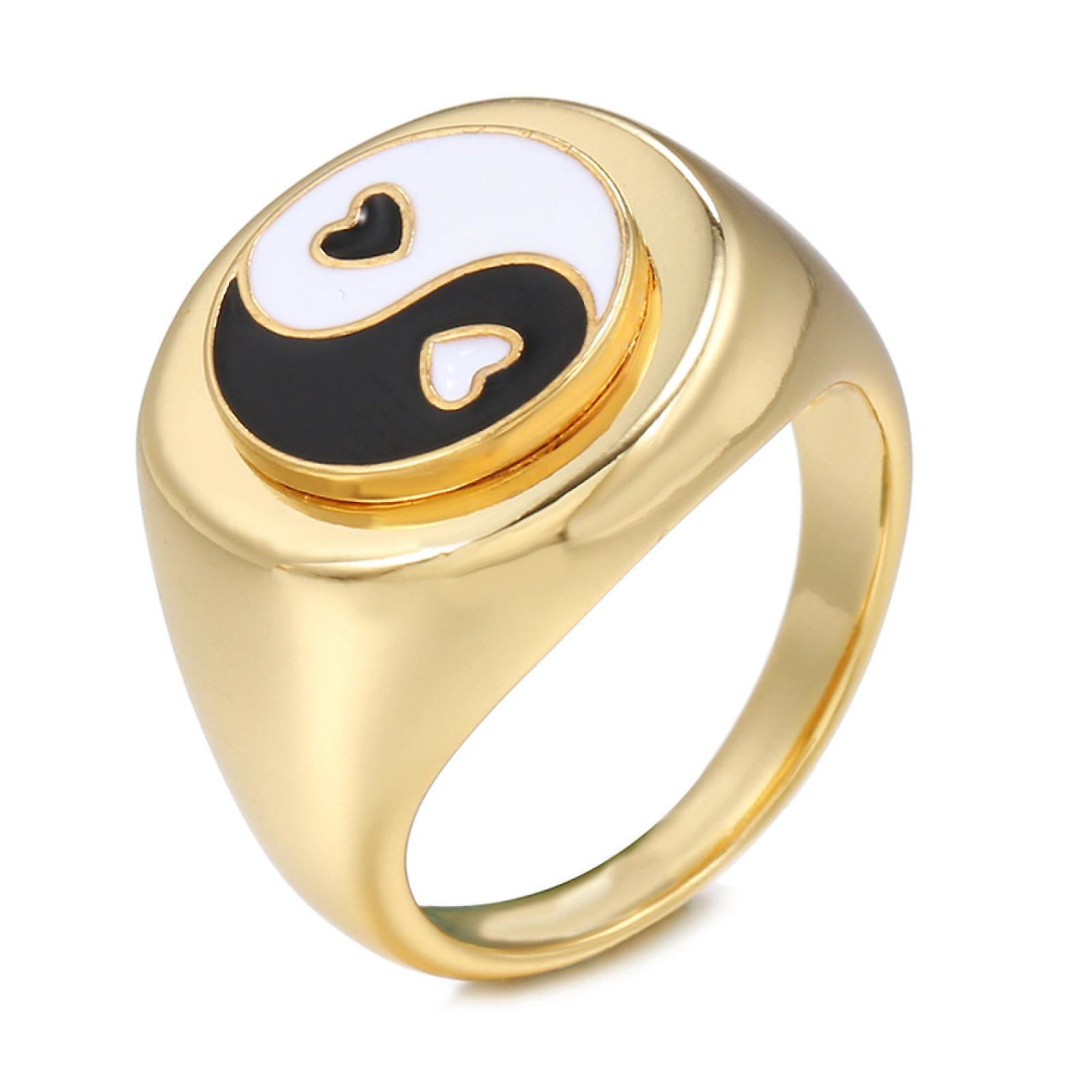 Anillo de esmalte Yin Yang para mujer Anillos de flor de margarita