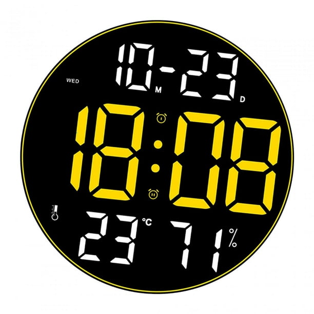 Reloj de Pared Digital, Reloj de Pared LED, Reloj de Escritorio,  Multifuncional, Moderno, Simple, LED, Reloj Despertador para Cafetería,  Sala de Estar Amarillo Sunnimix Reloj de pared digital