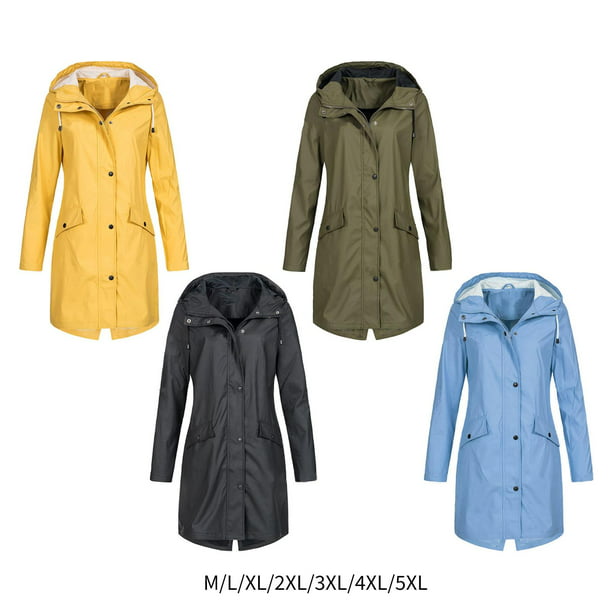 Abrigos de lluvia para mujer, impermeable para mujer, chaqueta impermeable  con capucha, rompevientos para exteriores, largo y activo