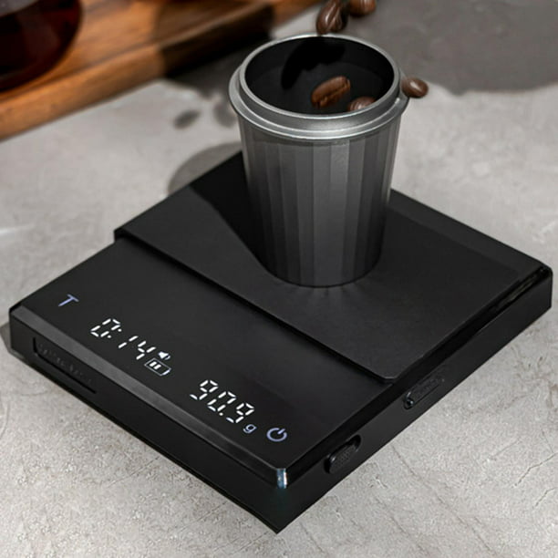 Báscula de café con temporizador, báscula de café inteligente precisión  2000G/0,1G Báscula de comida pequeña báscula de café por goteo para  accesorios Negro Soledad báscula de café