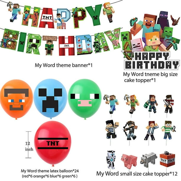 Globos de látex de 12 Minecraft decoraciones fiesta de cumpleaños para  niños