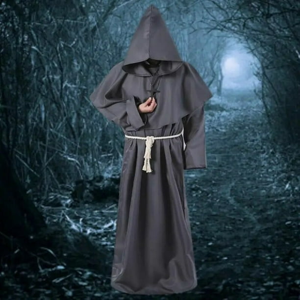 Disfraz de monje con capucha para adultos bata de Halloween Unisex traje de monje juego de rol d Estilo Azteca