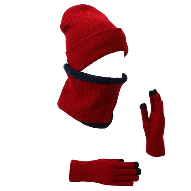 Gorro de invierno de 3 piezas, conjunto de bufanda, táctil suave, cálido, tejido elástico, fibras ac Sunnimix Sombrero Bufanda y Guantes | Walmart en
