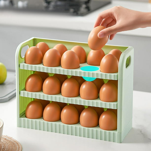 Soporte para huevos de cocina de 3 niveles, contenedor para huevos, bandeja  para huevos, , nevera, organizadores de huevos para estante Verde Soledad