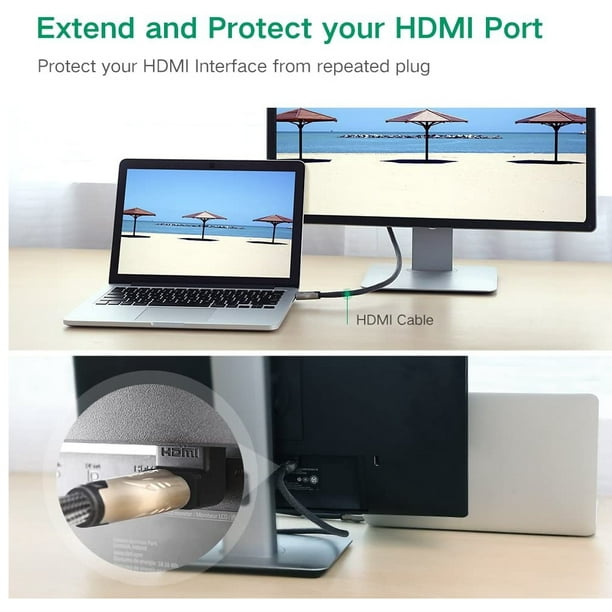 Paquete de 2 adaptadores de ángulo recto macho a hembra HDMI de 90 grados  compatibles con 3D y 4K Adepaton 221438-2