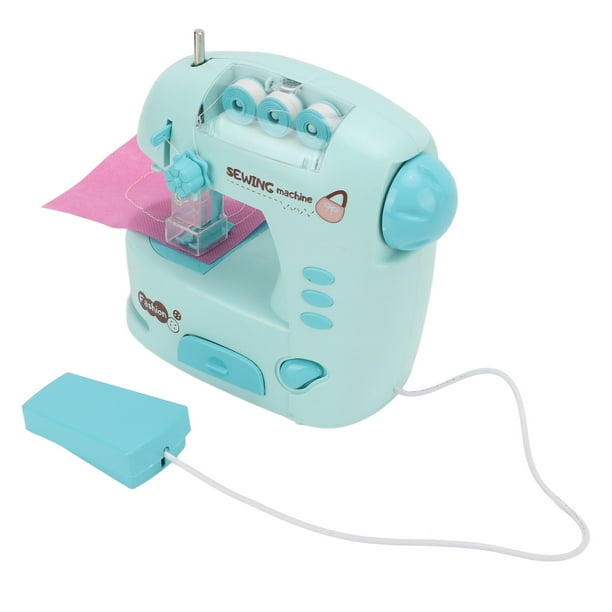 Máquina de coser pequeña con kit de costura, color azul