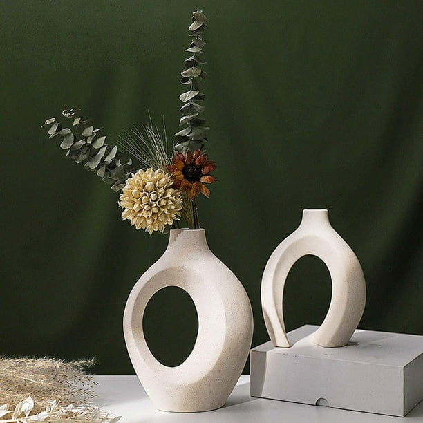 2 Jarrones de Cerámica Modernos para Decoración de Sala de Estar Y Hogar,  Adornos Decorativos para Oficina Macarena Jarrón de ceramica
