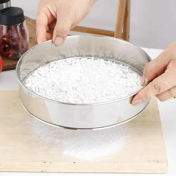 Fdit Vaso tamiz de harina de acero inoxidable, tamices de harina de mano,  tamices de harina pequeños de azúcar en polvo, harina de malla fina para
