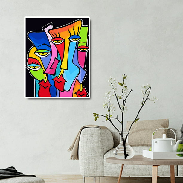 Cuadros de arte abstracto para sala de estar, pintura en lienzo de ojos  coloridos, arte de
