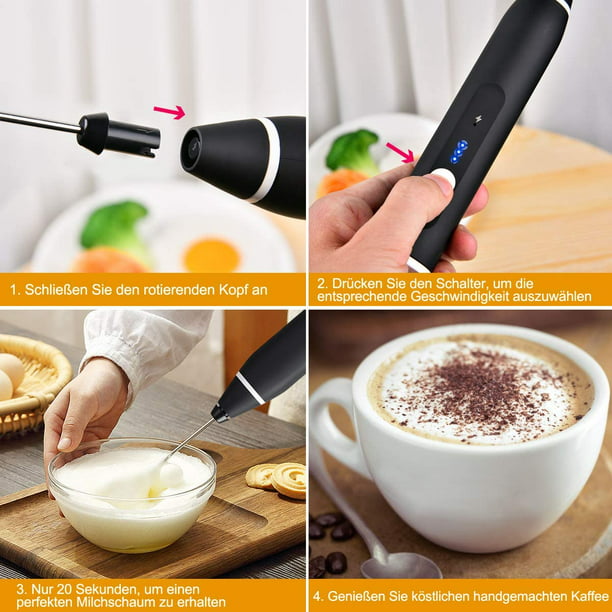 Cargador USB portátil, espumador de leche eléctrico, batidor de huevos,  batidor de bebidas, para café, leche, capuchino, batido de huevos