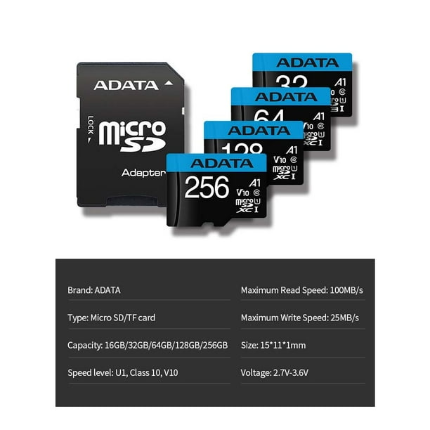 MEMORIA MICRO SD 256 GB CLASE 10 ADATA