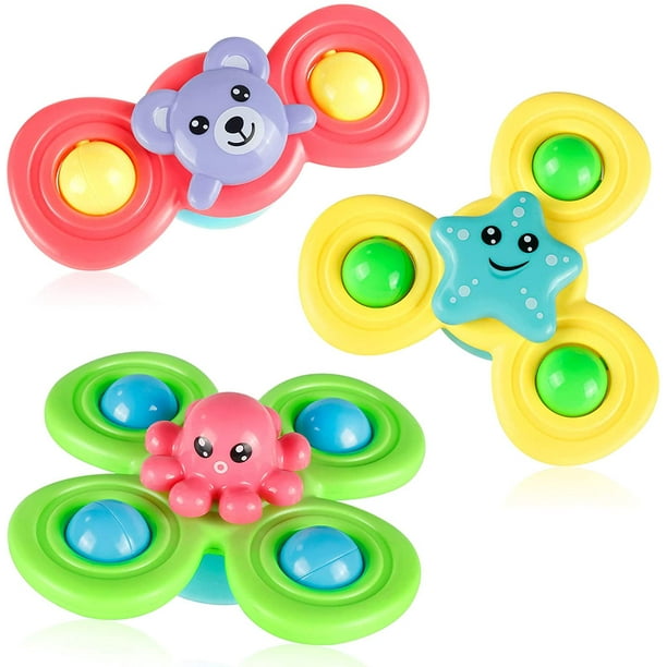 Juguete con ventosa giratoria, 3 piezas, juguetes sensoriales para niños  pequeños de 1 a 3 años, juguetes de baño para bebés, juguetes giratorios  para