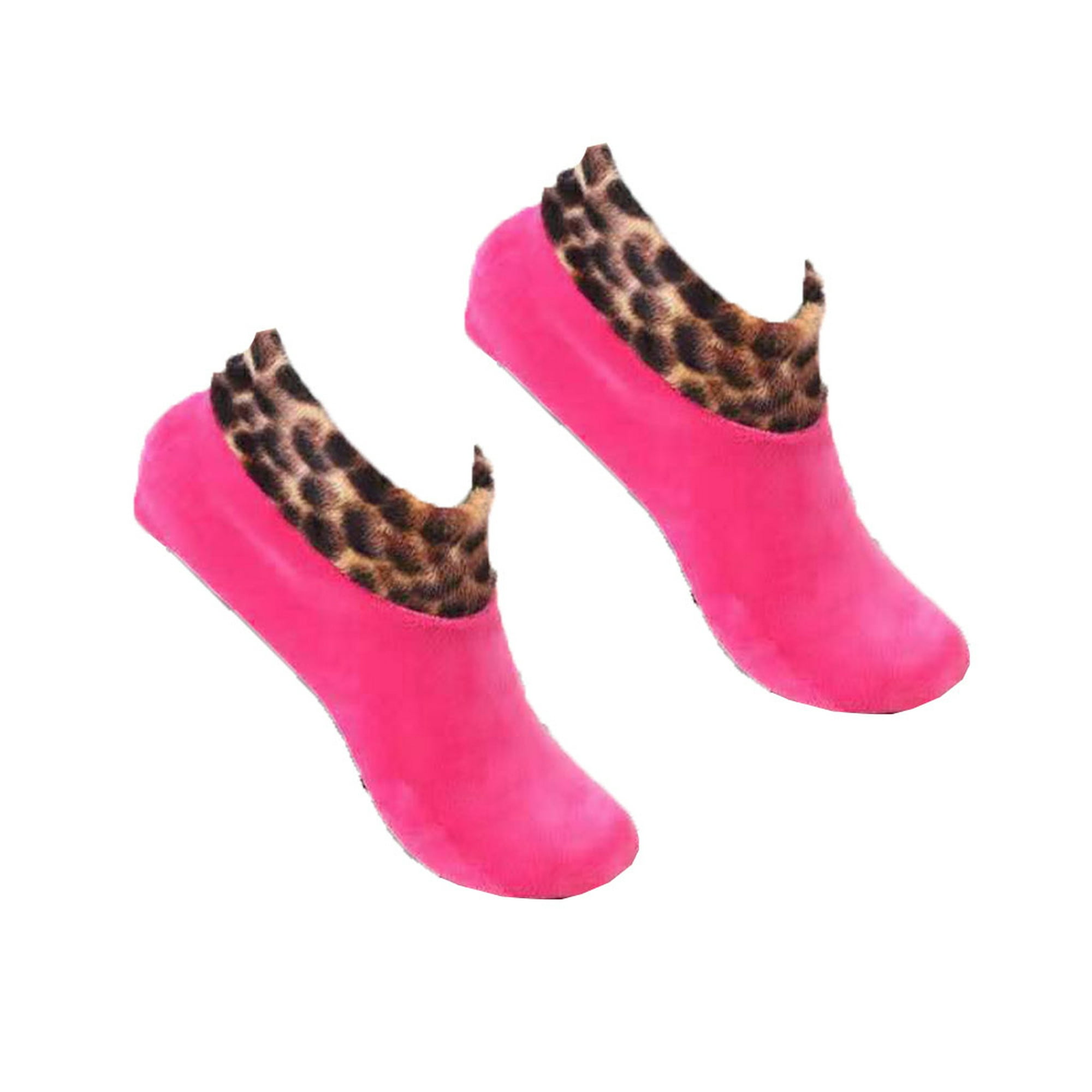 Minnieouse 1 par de calcetines de invierno para el suelo con estampado de leopardo al tobillo gruesos antideslizantes unisex zapatillas de salón gruesas medias mujer rosa roja minnieouse ap009918-07